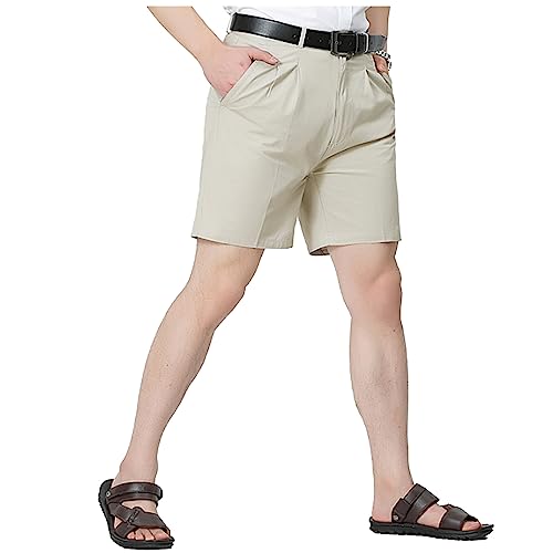 UNINUKOO Mens Shorts Casual Pleated Front 7 Inch Cotton Golf Classic Work Dress Shorts for Men2
