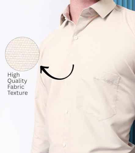 Image of CONTRARY Men's Pure Cotton Solid Stylish Casual & Formal Wear Shirt | Stylish Regular Fit Full Sleeve Comfortable Office Party Trendy Shirt - Multi Color