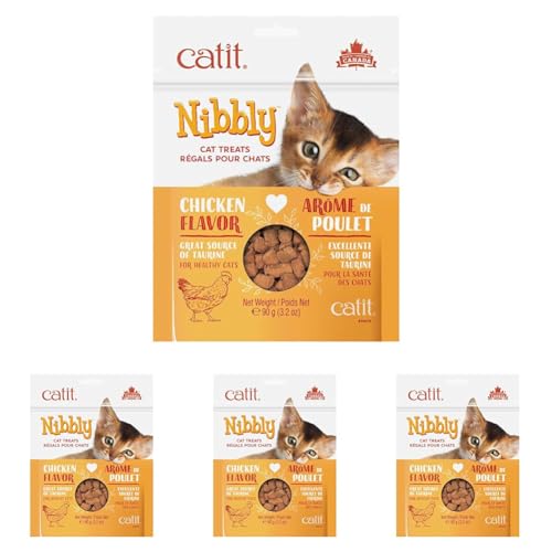 Catit Nibbly Crispy Cat Treats, Chicken – Artisanally Baked Non-Greasy Healthy Cat Treats (Pack of 4)
