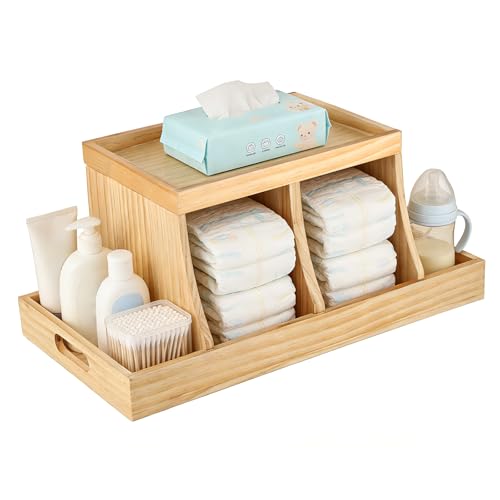 Three colors Diaper Organizer, Wooden Diaper Caddy Organizer, Changing Table