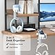 KDD 2-in-1 Headset Halterung Gaming mit Getränkehalter Tisch - Schwenkbar Kopfhörer Halter & Schreibtisch Kopfhörer Halterung für Kaffeetassen, Becher und Kopfhörer für Pc Gaming Zubehör（Weiß）