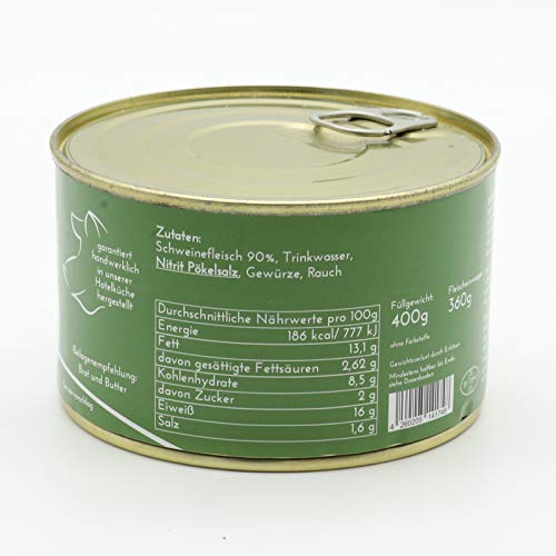 Konserve Diem Schweinefleisch im eignen Saft - Kassler Schinken im eigenen Aspik - Dosenfleisch - 400g - Lange Haltbar