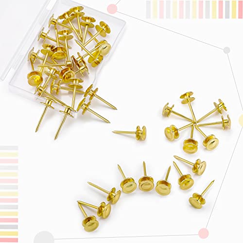 Image of Hotop 25 Pcs Double Headed Picture Hangers Nails Small Head Hanging Nails Picture Photo Hanging Hook Pins Decorative Nail Hook Hangers for Home Office School (Golden)
