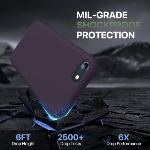 Image of Miracase Ultra Slim Designed for iPhone SE Case 2022(3rd Gen) /iPhone SE 2020 Case(2nd Gen) /iPhone 7 Case /iPhone 8 Case with Screen Protector, Multi-Color Silicone Shockproof Phone Case Dark Purple