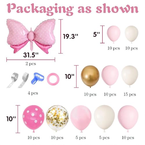 Image of 36 Inches Bow Foil Balloon Huge Bowtie Pink Balloon for Baby Shower, Wedding, Kids Theme Party Decoration (Pink gold)