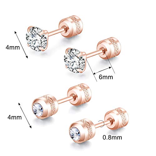 Cvayu Hypoallergenic Double Sided Diamond Stud Earrings For Womens Girl Secure Safety Screw Back Cartilage Cz Stud Earrings thumb #8