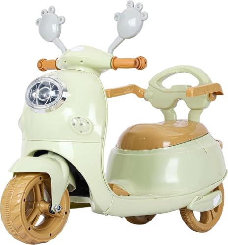 子供用電動三輪車、子供用電動バイク 美しい外観 絶妙な技量 漫画のカラーマッチング 室内遊び用 (遠隔操作可能,グリーン)