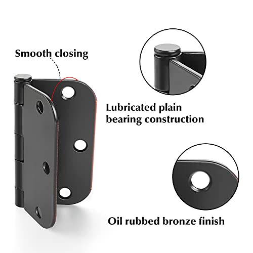 24 Pack Oil Rubbed Bronze 3.5 Inch Bronze Interior Antique Door Hinges With 5/8" Radius Corner Bronze Steel Removable Pin #TOP1