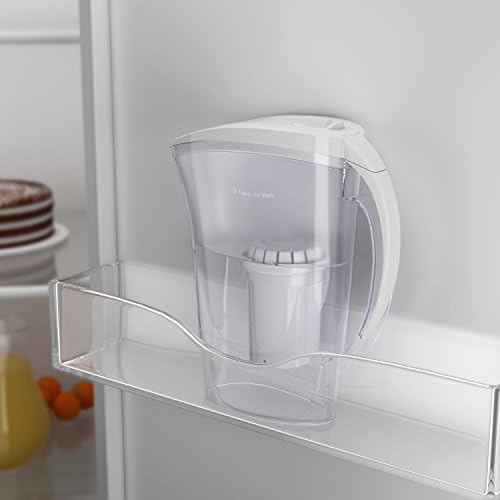 pH Refresh Alkaline Water Pitcher with Long-Life Filter  Alkaline Water Filter  Water Filtration System  High pH Alkaline Water Dispenser, 84oz, 2.5L(White)