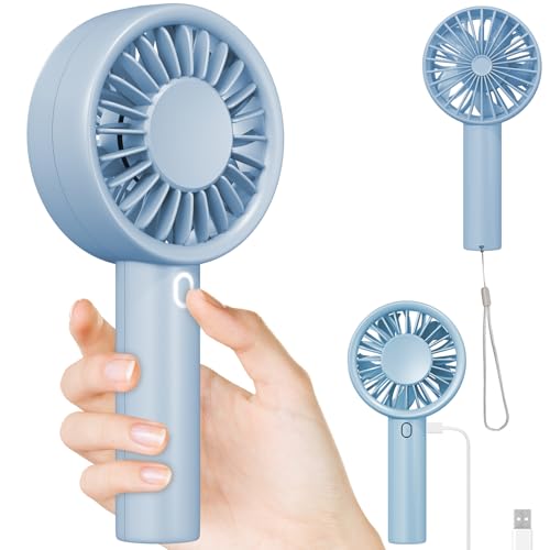 Decute Handheld Turbo Fan Strong Wind Mini Portable Fans, Hand Held USB-C Rechargeable Travel Fan for Indoor Makeup Office Desktop and Outdoor Beach, for Women Girl Men Boy(blue)