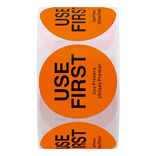 Hybsk Use First Stickers Restaurant Food Service Fifo Label 1.5 Inch Total 500 Labels Per Roll (Orange) #TOP1