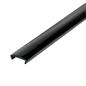Outwater Plastics 1/2'' Flexible PVC U Channel Moulding | High-Gloss Black Furniture Edging | 25 Foot Coil