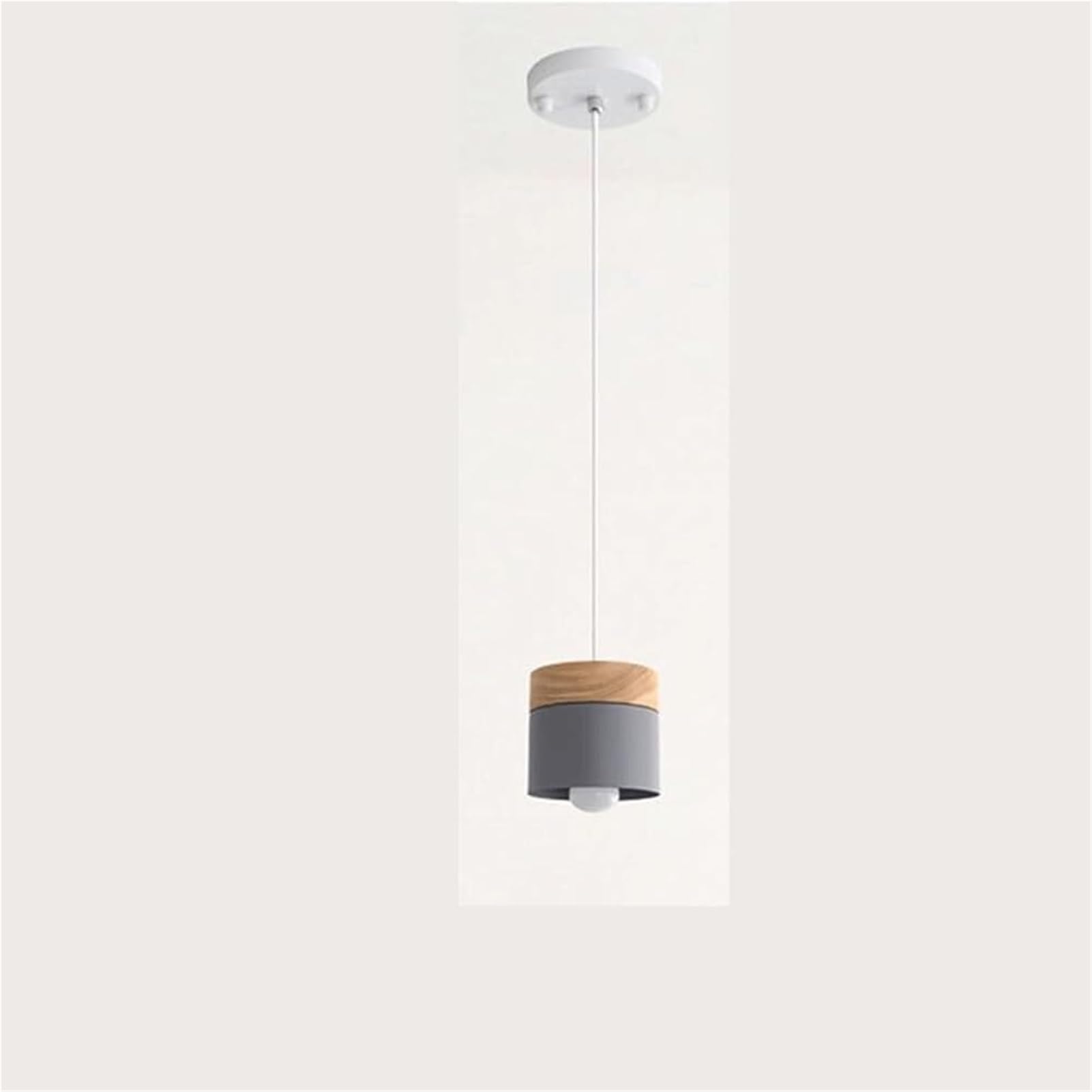 HUAYUSEDF Nordic Wood Simple Single Head Pendant Lamp Chandelier Hanging Lighting Ceiling Fixture E27 for Bedroom Bedside Atmosphere(Gray)