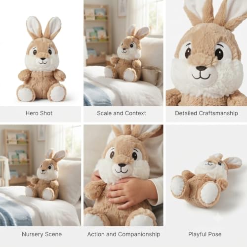 Image of Bunny Rabbit Soft Toy 30 CM | Ultra Soft Plush Stuffed Animal for Kids, Boys & Girls | Cute Bunny Teddy for Baby | Cuddly Plush Toy | Birthday Gift | Nursery Room Decor | Brown & White