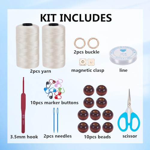 Image of ACRNIGHEET Crochet Kit for Advanced or Experienced Beginners Adults Crochet Purse Bag for Women DIY Bag Making Kit with Step-by-Step Tutorials Boho Style Gift for Friends (Pearl White)