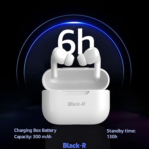 Image of Black-R Truly Wireless Bluetooth in Ear Earbuds with Active Noise Cancellation Buds, Bombastic Bass, Type C Fast Charging, 4Mics for Calling, v5.4 Bluetooth TWS, Wireless Earphones with mic, Black