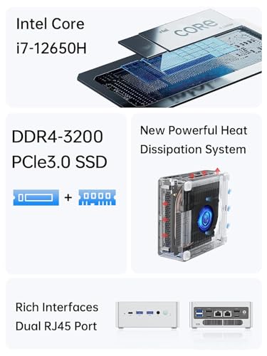 Image of MINISFORUM Venus Series NAB6 Mini PC, 12th Gen Core i7-12650H Barebone Vesion Small Compter Without RAM and SSD, 2X HDMI+2X USB-C 4K@60Hz Output, 2X 2.5G RJ45 Port, 4X USB3.2 Small Form Factor