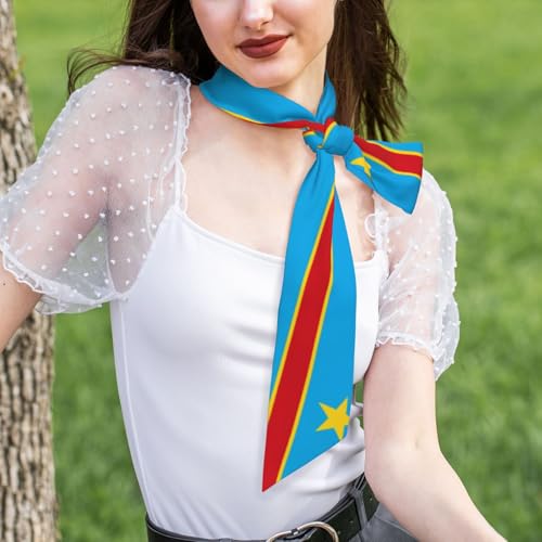 Women'S Fashion Scarf Congolese Congo Flag Hair Satin Scarf Bandanas Headscarf Wrap Breathable Lightweight Neck Scarves For Handbag Accessories4