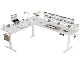 TRIUMPHKEY Eckschreibtisch Höhenverstellbar mit USB-A und 3 Speicherhöhen,190x155cm L-förmige Höhenverstellbarer Schreibtisch mit Kabelbox und Haken,Ergonomischer Computertisch Weiß