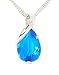 Tirio Fashion Eternal Love Angel Teardrop Blue Crystal Pendant Necklace Jewelry for Womens