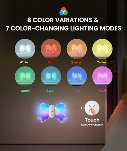 Image of LOFTEK Motion Sensor Wall Light, Rechargeable Color-Changing Sconce with Butterfly Wing Design, Dimmable Brightness, 1800mAh Battery, Perfect for Hallway, Stairs, Bedroom, Bathroom [2 Pack]