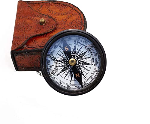 Brújula redonda de latón con reloj de sol 2 pulgadas miniatura 2