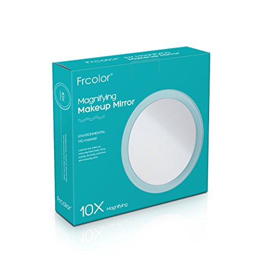 Frcolor 10X Magnifying Mirror with 3 Suction Cups Cosmetic Make Up Mirror Folding Pocket Mirror 5.9 Inch (White)