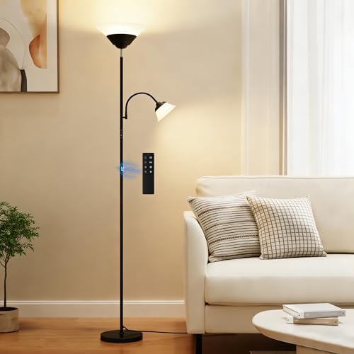 2-in-1 Torchiere Floor Lamp, 34W Super Bright LED Standing Lamp w...