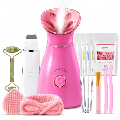 Image of Nano Ionic Facial Steamer Kit with 17 Skin Care Tools for Home Spa