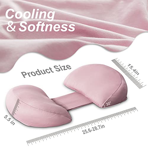 Angqi Pregnancy Pillows For Sleeping,Side Sleeper Pregnancy Wedge Pillows, Double Wedge For Body, Belly, Back Support,Maternity Pillow With Removable And Adjustable Cooling Silky Cotton Cover, Pink #TOP3