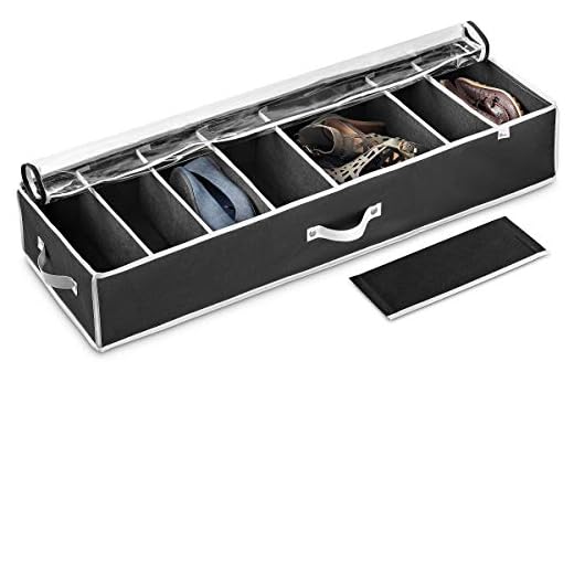 Under Bed Shoe Storage Organizer (8 Pairs) Under Bed Storage for Shoes, Customizable Slots for Boots, Clothes Blanket/Comforter Underbed Shoe Storage Containers with Handles (Black)