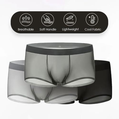 3 Pack Niksy Underwear, Men's Ultra-Thin Ice Silk Transparent Boxer Briefs for Date Night4