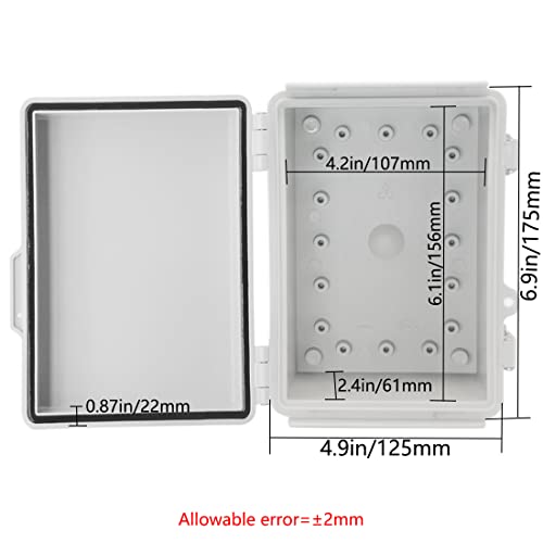 Zulkit IP67 Waterproof 20pc Junction Box, Grey Plastic Enclosure with Mounting Plate