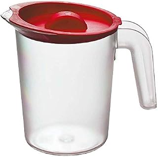 Roltex Small 500ml Plastic Frosted Clear Jug and Red Lid Reusable Virtually Unbreakable
