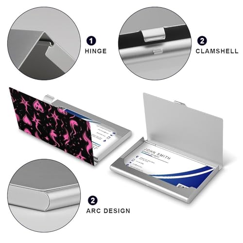 Y2K Flames Hearts Stars Business Card Holder Slim Credit Case Pocket Name Case Wallet for Men Women4