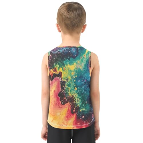Boys Tank Top Shirts Rainbow Tie Dye Texture Sleeveless T-Shirts Crew Neck for Kids Clothing Children3