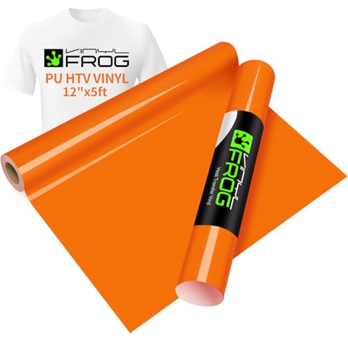 Image of VINYL FROG Orange Heat Transfer Vinyl 10x60 inch(5 feet) Iron On HTV for Cameo or Heat Press Machine