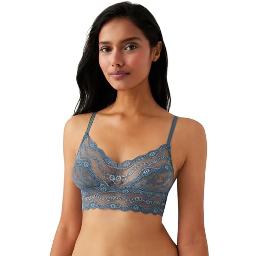 Image of b.tempt'd by Wacoal Women's Lace Kiss Sheer Unlined Wire Free Bralette, 910182, Stormy Weather, Large