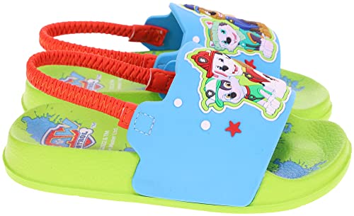 Paw Patrol Sandal For Toddlers, Mismatch Slide Sandal With Elastic Ankle Strap, Blue/Green, Toddler Size 9/10 #TOP1