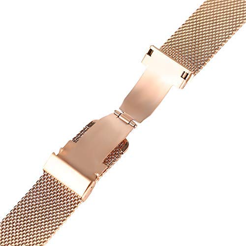 Correa de Reloj Negro/Plata/Oro Rosa 18 mm/20 mm/22 mm Correa de Reloj Malla Correa de Acero Inoxidable Cierre Plegable Relojes Pulsera de Repuesto (Plata 20 mm)