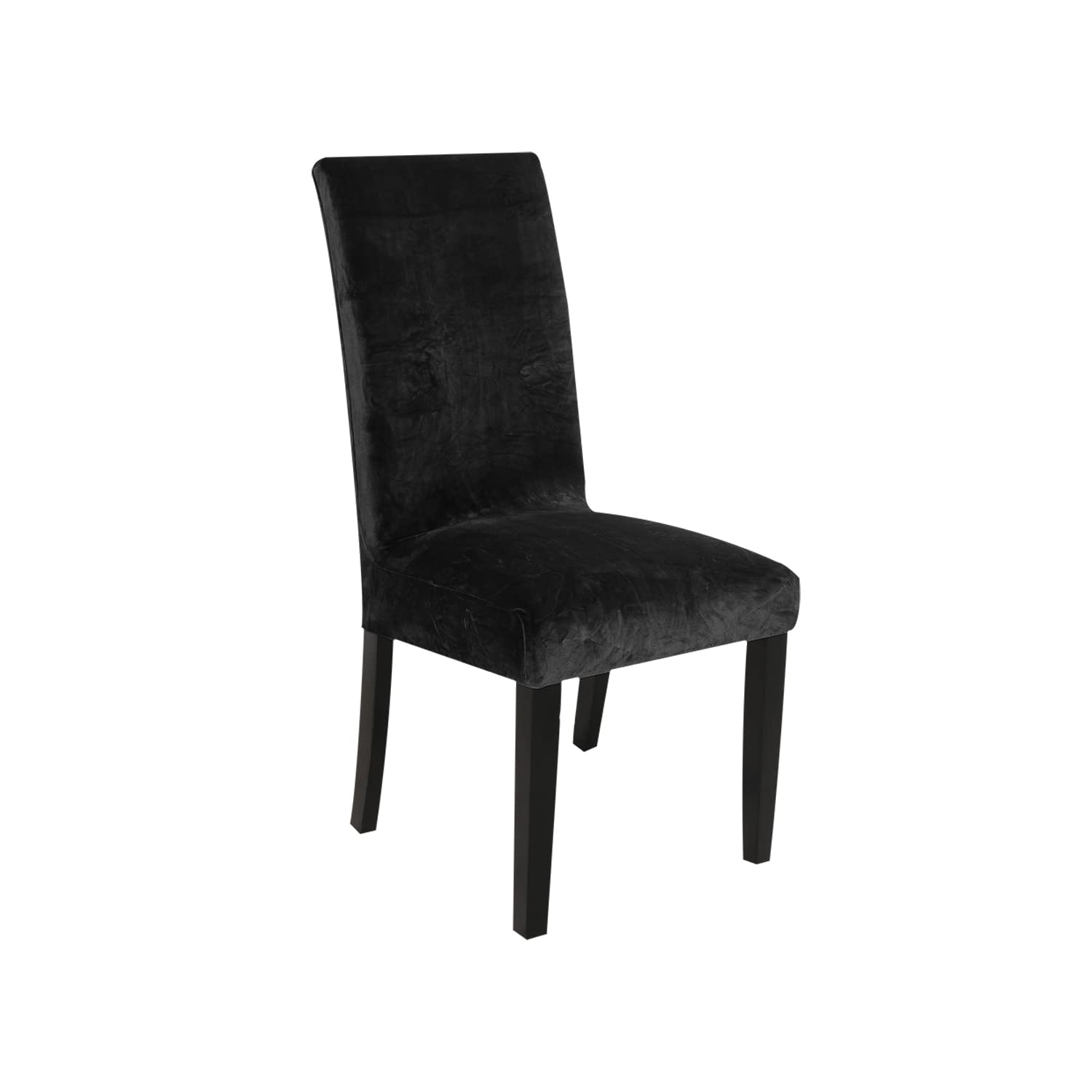 Velvet Wingback Chair Cover Slipcover Strength Removable Washable Reusable Armless Protector Cover for Dining Room Banquet Home Decor (Black, Set of 1)
