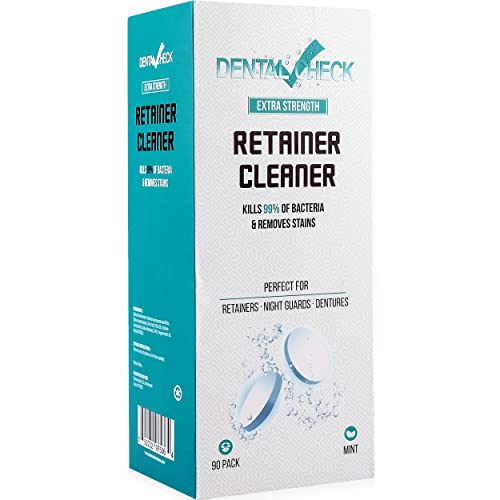 Retainer and Denture Cleaner 90 Tablets, 3 Month Supply Cleaning Tablets Denture Cleaners Remove Bad Odors, Plaque, Stains From Night Guards, Mouth Guards, Dental Appliance (90 Pack)