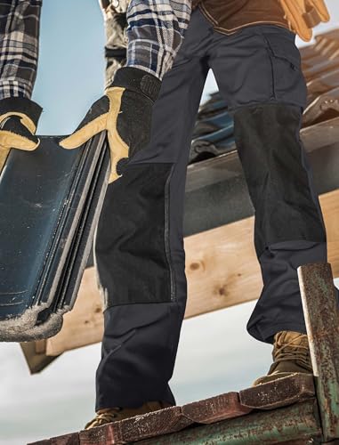 Elainone Arbeitshosen Männer Robuste Arbeitshosen-Herren mit Kniepolster-Taschen für Handwerk, Produktion und Baugewerbe Schwarz-neon 56