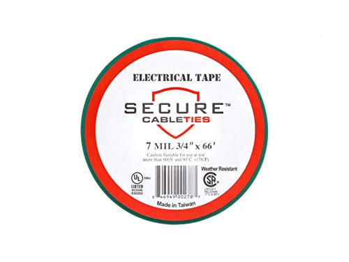 Image of Secure Green Electrical Tape 3 /4 Inch x 66 Feet - Single Roll