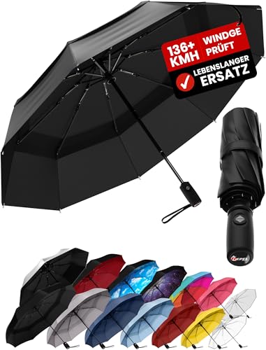 Windproof Travel Umbrella - Compact & Withstands Winds...