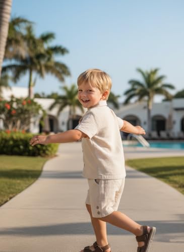 Vêtements d'été bébé garçon Volunboy ensemble short et chemise coton lin