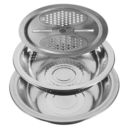 Cabilock 多機能ステンレス製グレイター 野菜水切り 米研ぎ対応 省力カットツール キッチン用コンパクトスライサー 家用洗浄器具