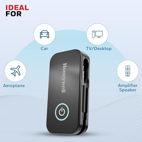 Image of Honeywell 2-in-1 Bluetooth 5.4 Transmitter & Receiver, AUX & Type-C Audio Adapter with Mic, 12H Battery Life, Lossless Audio, Ideal for Airplanes, Cars, TVs, Desktops, Speakers and Amplifiers