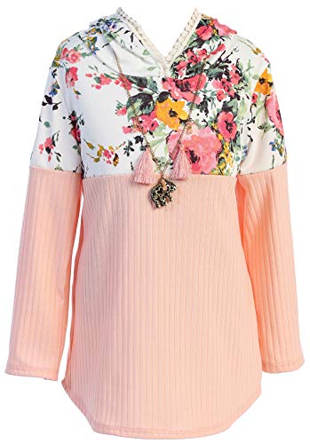 Big Girl Long Sleeve Floral Flower Top Shirt Sweater Hoodie Winter Christmas Blush 10 (21JK57S)