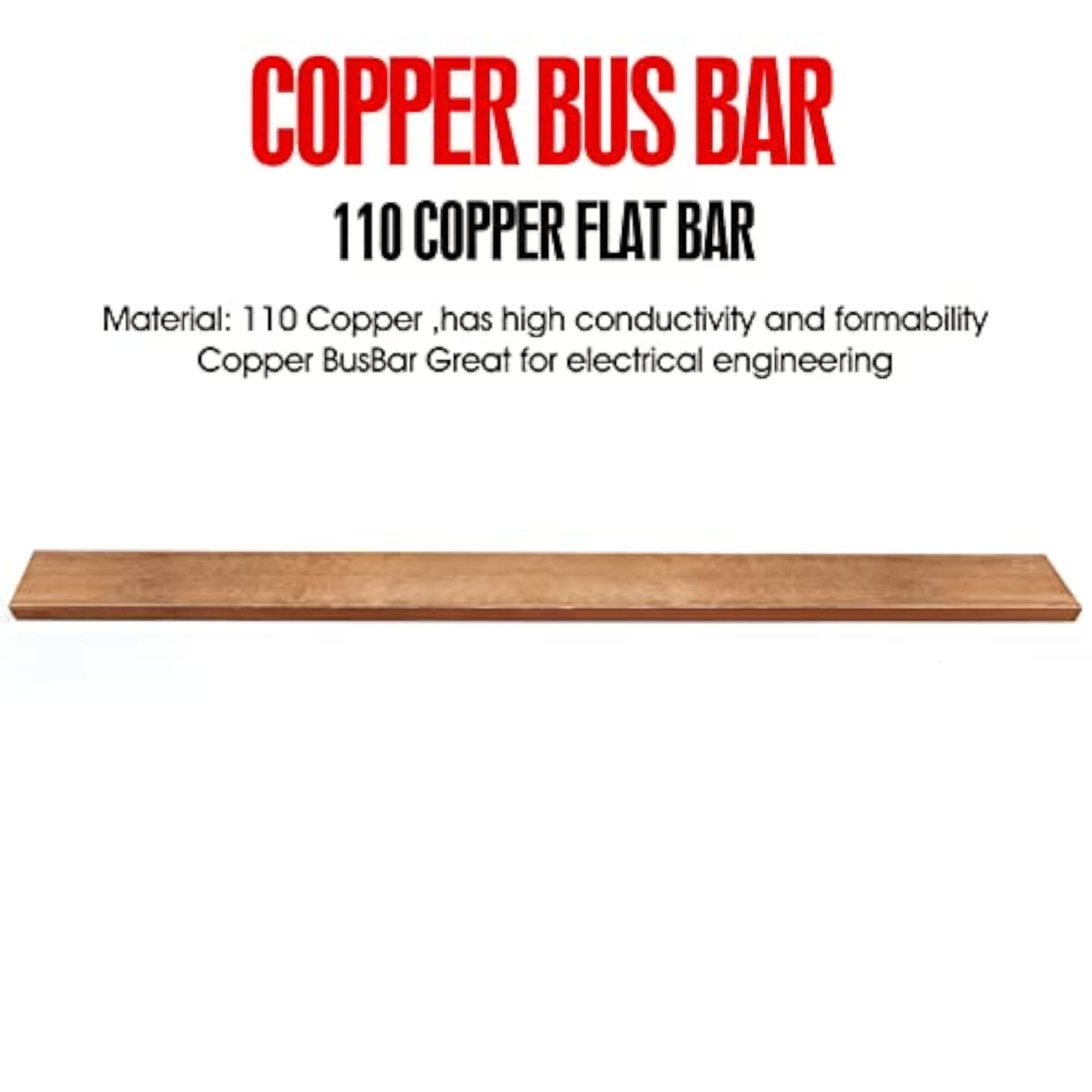 Copper Bus Bar - 110 Copper Flat Bar 1/4" x 1" x 12" Long